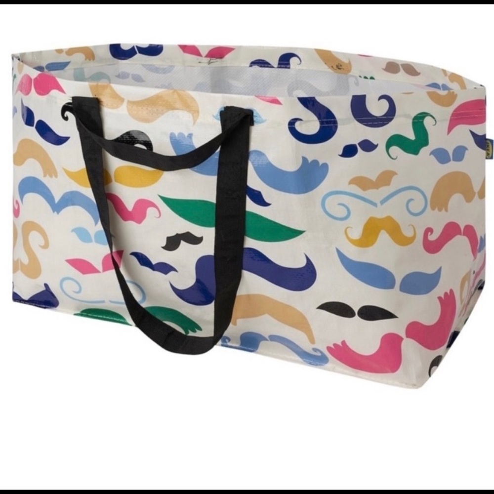 IKEA | BANGLIG 2401 OZ Mustache Design LARGE Tote - Picture 2 of 9